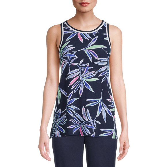 Womens Secret Treasures High-Neck Sleep Knit Tank Top Size Sm 4/6 Tropical NWT - Picture 1 of 3